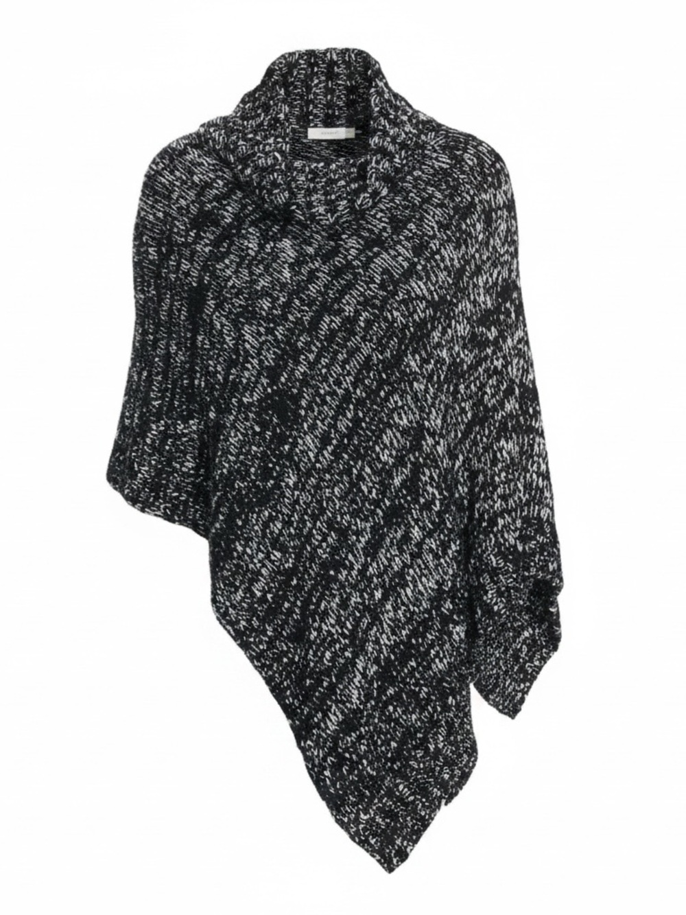Eileen Fisher Black & White Marled Chunky Knit Poncho | Minimalist Quiet Luxury